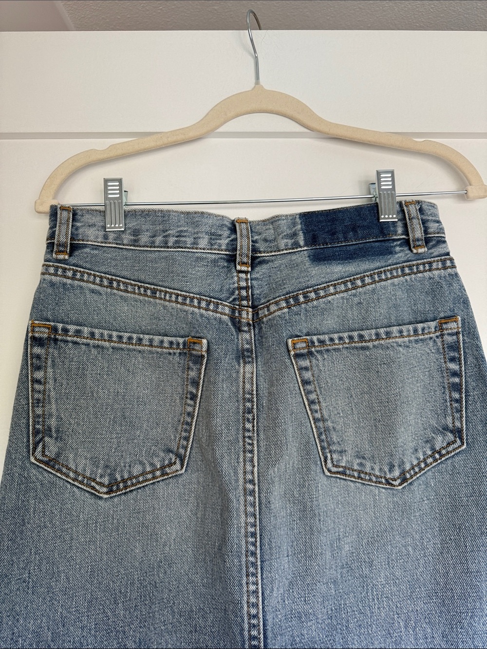 THE GREAT. Light Blue Straight Denim Skirt - Picture 4 of 6